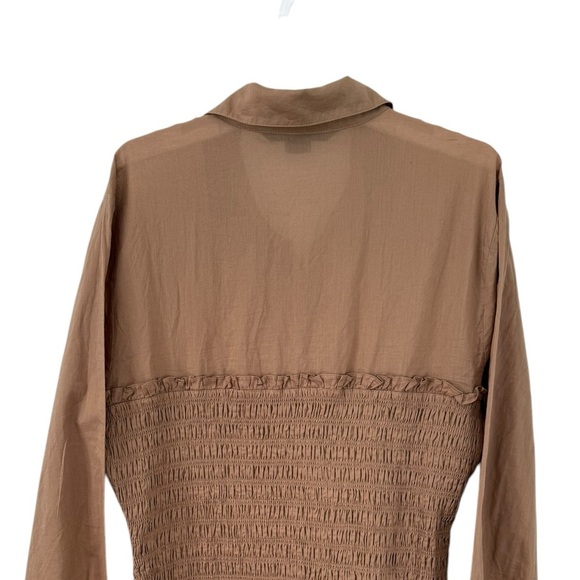 Veronica Beard Kelsey button down smocked dress Size 14, camel brown - Picture 7 of 15